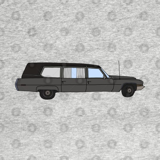 Hand Drawn Antique Vintage Hearse Gothic Car by ItsRTurn